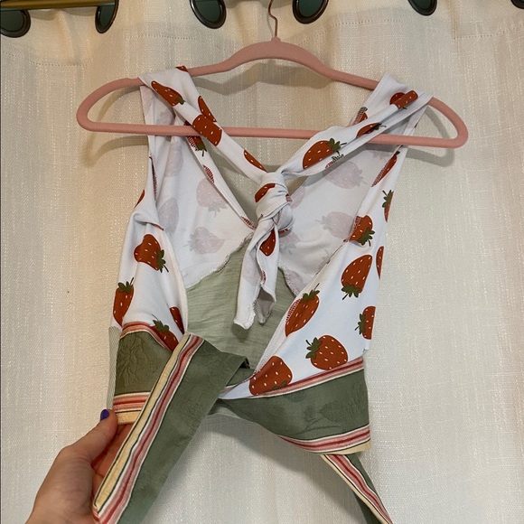Strawberry Print Wrap Top - Picture 2 of 2